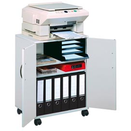 Mobiletto multifunzione 74/53 - 52,8x40x73,7 cm - con ante alte - 4 ripiani - con ruote - grigio - durable