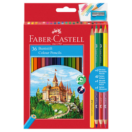 Matita colorata eco il castello + 3 bicolor + 1 grafite - colori assortiti - faber castell - astuccio 36 pezzi