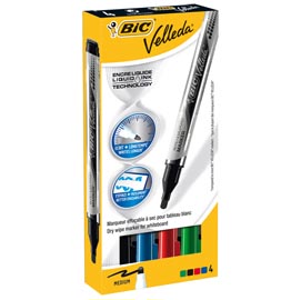 Marcatori whiteboard marker velleda liquid ink - punta tonda 2,2mm - astuccio 4 colori  - bic