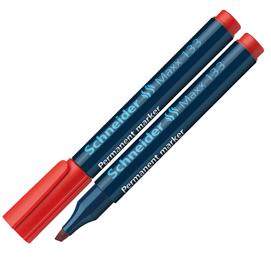 Marcatore permanente maxx 133 - punta a scalpello -  tratto 1,00-4,00mm - rosso - schneider