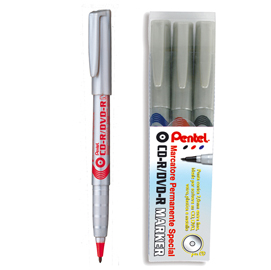Marcatore permanente nms51 - per cd/dvd - colori assortiti - pentel - astuccio 3 marcatori