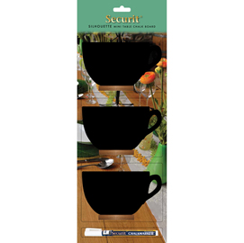 Mini lavagna segnaposto silhouette - 13,5x9,3 cm - forma tazza - securit - conf. 3 pezzi