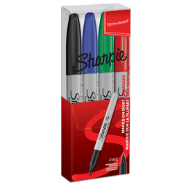 Marcatore permanente fine rt a cappuccio - punta fine 1,0mm - astuccio 4 colori  - sharpie