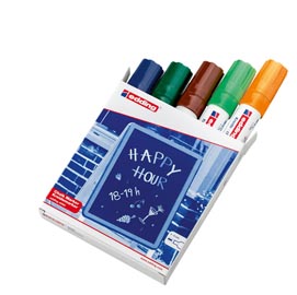 Marcatore ending 4090  - punta scalpello da 2,00-3,00mm - astuccio 5 colori : blu,verde,marrone,verde chiaro,arancio fluo - edding