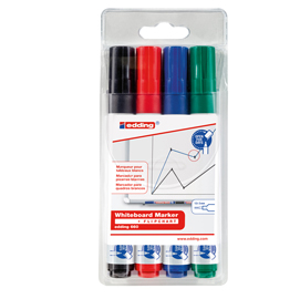 Marcatore 660 per lavagne bianche - punta conica da 1,50-3,00mm - astuccio 4 colori - edding