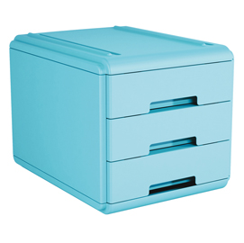 Mini cassettiera - 17,7x25,4x17 cm - 3 cassetti da 4 cm - azzurro - arda