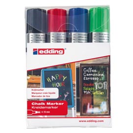 Marcatore ending 4090 - punta scalpello da 4,00-15,00mm - astuccio 4 colori: nero, rosso , blu ,verde chiaro - edding