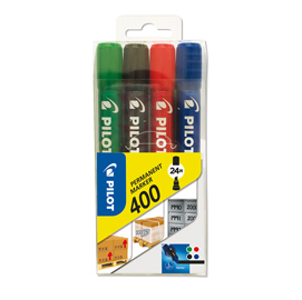 Marcatore permanente markers 400 - punta a scalpello 4,50mm  - astuccio 4 colori  - pilot