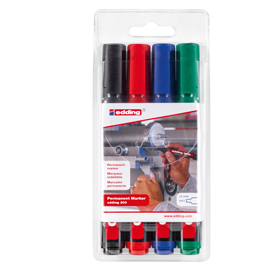 Marcatore permanente 300 - punta conica da 1,50mm a 3,00mm - astuccio 4 colori  - edding