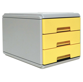 Mini cassettiera keep colour pastel - 17x25,4x17,7 cm - grigio/giallo - arda