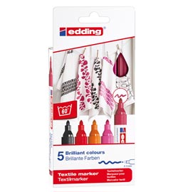 Marcatori per tessuto 4500 - punta tonda 2,0-3,0mm - 5 colori caldi - edding