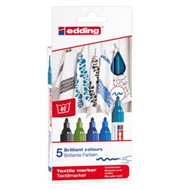 Marcatori per tessuto 4500 - punta tonda 2,0-3,0mm - 5 colori freddi - edding