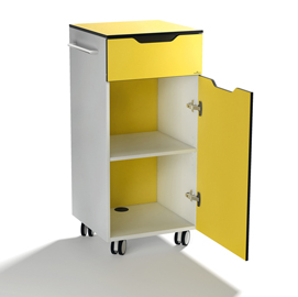 Mobile quadro advanced con anta e due maniglie - giallo - 45x45x100cm - durable