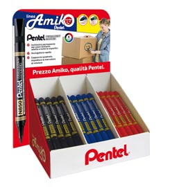Marcatori amiko - punta tonda e scalpello - colori assortiti - pentel - expo 60 pezzi