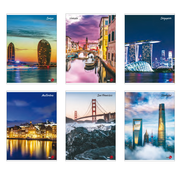 Maxiquaderno a4 40fg+2 80gr 5mm c/margine citta' 2020 bm