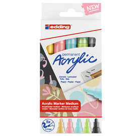 Marcatore acrilico 5100 medium pastel - colori assortiti - edding - conf. 5 pezzi