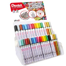 Marcatore a vernice - colori e punte assortiti - pentel - expo 72 pezzi