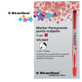 Marcatore permanente starline - punta a scalpello da 2,00-4,00mm - rosso - starline