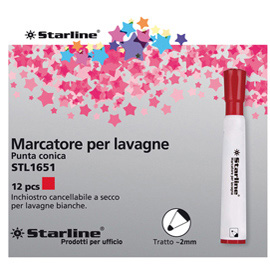 Marcatore per lavagne cancellabili starline - punta tonda 2,0mm - rosso - starline