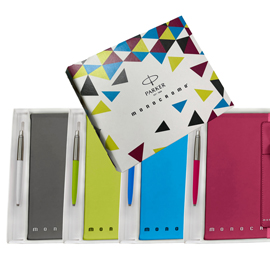 Notebook monocromo - con penna a sfera jotter parker - 148 x 201 mm - a righe - colori assortiti - pigna