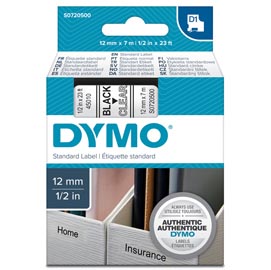 Nastro d1 450100 - 12 mm x 7 mt - nero/trasparente - dymo