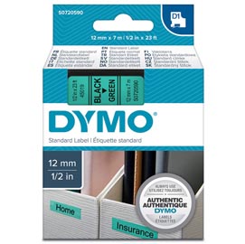 Nastro d1 450190 - 12 mm x 7 mt - nero/verde - dymo
