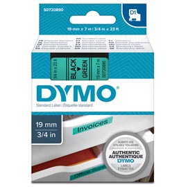 Nastro d1 458090 - 19 mm x 7 mt - nero/verde - dymo