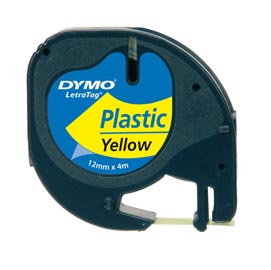 Nastro letratag 912020 - in plastica - 12 mm x 4mt - giallo - dymo