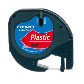 Nastro letratag 912030 - in plastica - 12 mm x 4mt - rosso - dymo