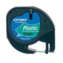 Nastro letratag 912040 - in plastica - 12 mm x 4mt - verde - dymo