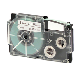 Nastro - 6 mm x 8 mt  - nero/trasparente - casio