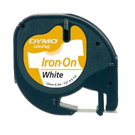 Nastro letratag - 12 mm x 2 mt - bianco - termoadesivo - dymo
