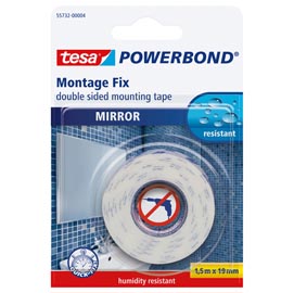Nastro biadesivo per specchi tesa® powerbond - 1,5 mt x 19 mm - bianco - tesa® -blister 1 pezzo