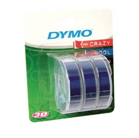 Nastro a rilievo - 9 mm x 3 mt - blu - dymo - blister 3 nastri