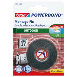 Nastro biadesivo tesa® powerbond - per esterni - 19 mm x 1,5 mt - bianco - tesa®
