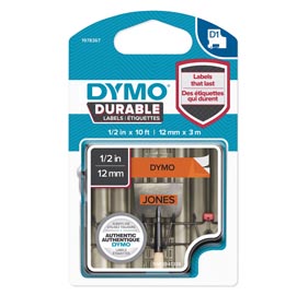 Nastro d1 durable 1978367 - 12 mm x 3 mt - nero/arancio - dymo