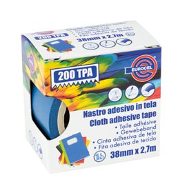 Nastro adesivo telato tpa 200 - 38 mm x 2,7 mt - blu - eurocel