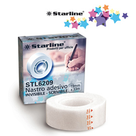 Nastro adesivo scrivibile - invisibile - 19 mm x 33 mt - trasparente - starline