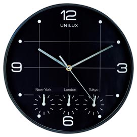 Orologio da parete 4 fusi on time - diametro 30,5 cm - nero - unilux