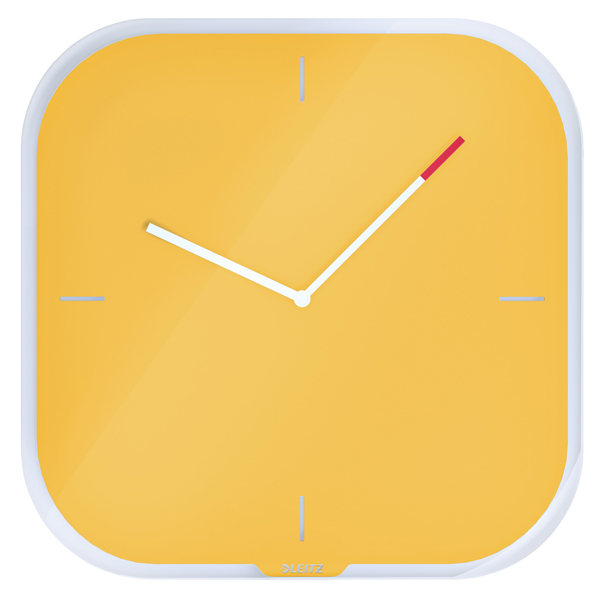Orologio cosy - da parete - silenzioso - in vetro - giallo - leitz