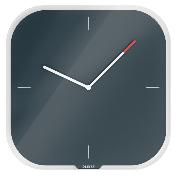Orologio cosy - da parete - silenzioso - in vetro - grigio - leitz