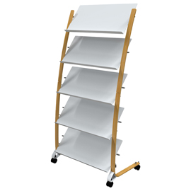 Portariviste da terra dim. 36x86x165cm - 5 scomparti con ruote alba