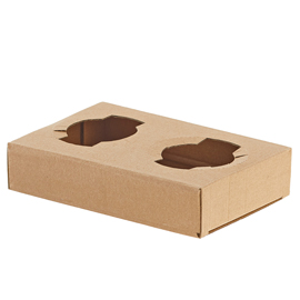 Portabicchiere da asporto - 2 posti - 17 x 11 x 3,5 cm - carta kraft - avana - leone - conf. 50 pezzi