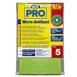 Panno multiuso micro-antibact - 35 x 38 cm - verde - arix - conf. 5 pezzi