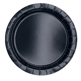 Piatti piani ecocolor - Ø24cm - biodegradabile - nero - big party - conf. 25 pezzi
