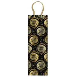 Portabottiglie natale - 37 x 12 x 9 cm - carta patinata - nero/oro - rex sadoch