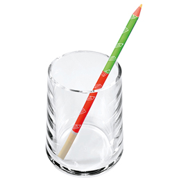 Portapenne a bicchiere - 7x10 cm - acrilico - trasparente - lebez