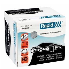 Punti rapid super strong - alti spessori - 9/12 - acciaio zincato - metallo - rapid - conf. 5000 pezzi