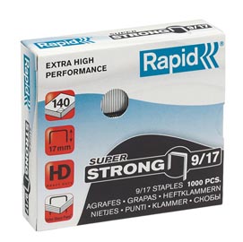 Punti rapid super strong - alti spessori - 9/17 - acciaio zincato - metallo - rapid - conf. 1000 pezzi