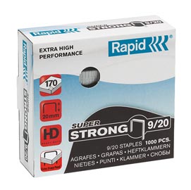 Punti rapid super strong - alti spessori - 9/20 - acciaio zincato - metallo - rapid - conf. 1000 pezzi